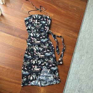 REFORMATION Jungle Print Halter Wrap Peekaboo Dress (6)